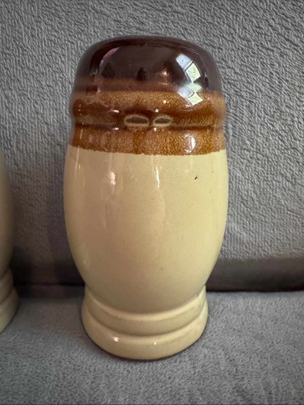 Vintage Two-Tone Brown Glaze Salt & Pepper Shakers